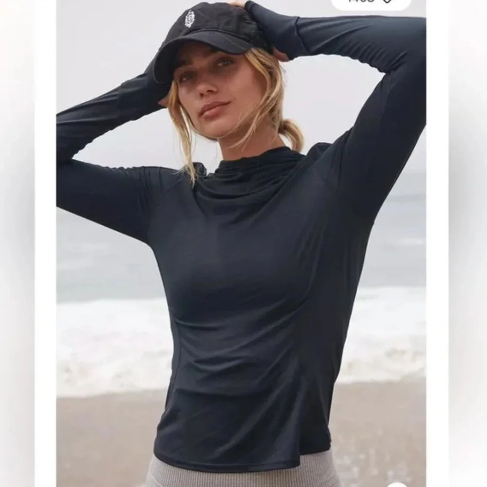 Free People Black Layer Hoodie Size S